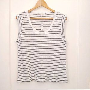 NWT Banana Republic Roll Cuff Tank Sleeveless Top Muscle Tee Striped